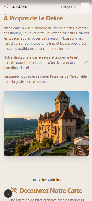 Le Délice - Menu hamburger avec navigation