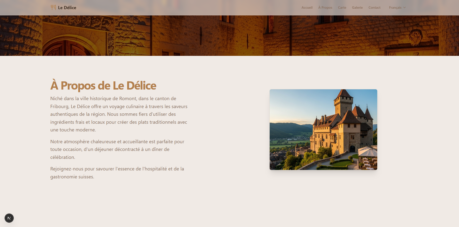 Le Délice - Section à propos du restaurant