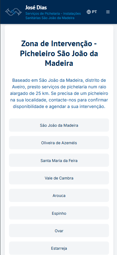 José Dias - Liste des services en version mobile